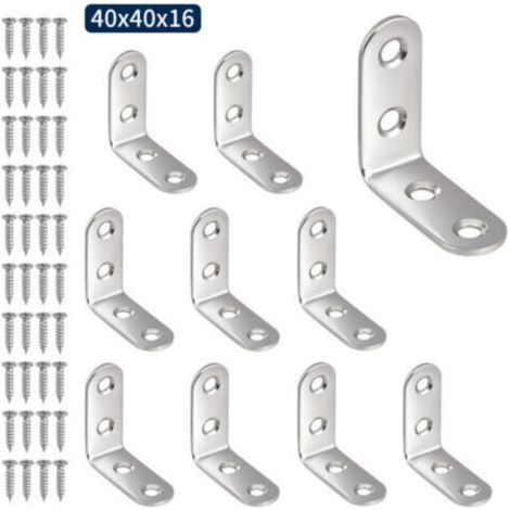 Réduction, 50 Pcs Équerres de Fixation, Équerre Angle en Acier Inoxydable 90 Degrés à Angle Droit - 40 x 40 x 16MM de Fixation pour Armoire de Meubles de Chaise en Bois,AAFGVC (1/4)