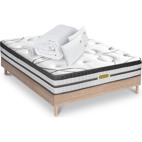Ensemble Matelas Concorde Ressorts ensachés Accueil mémoire + sommier + accessoires - 180 x 200 (1/5)
