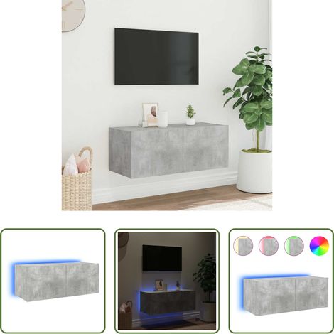 LED-Leuchten - TV-Wandschrank mit LED-Leuchten Betongrau 80x35x31 cm (1/5)