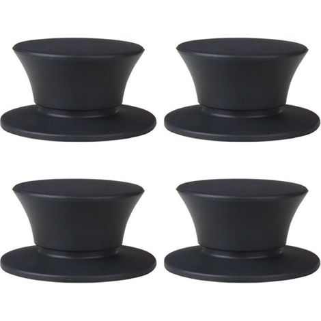 Poignée Pour Couvercle De Casserole - En Silicone Noir - Diamètre 48 À 58 Mm - Hauteur 3 Cm - Universelle Pour Cuisinière Électrique Et Casseroles - Lot De 4 (1/4)