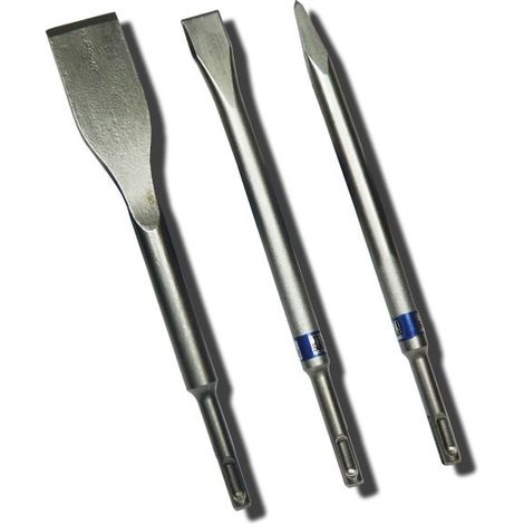 Juego de 3 cinceles BOSCH LongLife puntiagudos, planos y de pala - SDS-Plus - 2607019159