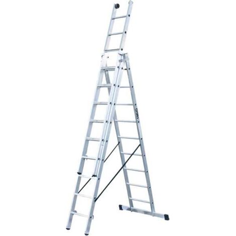 Escalera KTL triple con base Industrial peldaño ancho