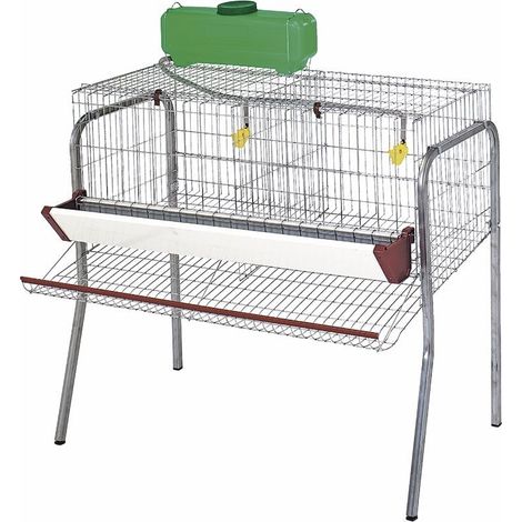 Batteria per 10 Galline ovaiole in 2 reparti 155x70x95 cm. Protezione anti-spreco. Mangiatoia in lamiera laccata.