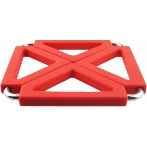 Dessous de verre rouge pliable, ajustable et extensible en métal et silicone, taille unique (1/4)