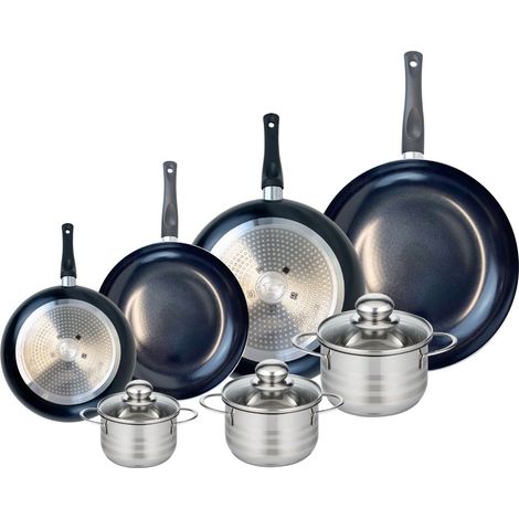 Ensemble de 4 Poêles de cuisson 20, 24, 28 et 32 cm et 3 faitouts 12, 14 et 16 cm Elo Prima Brillant (1/5)