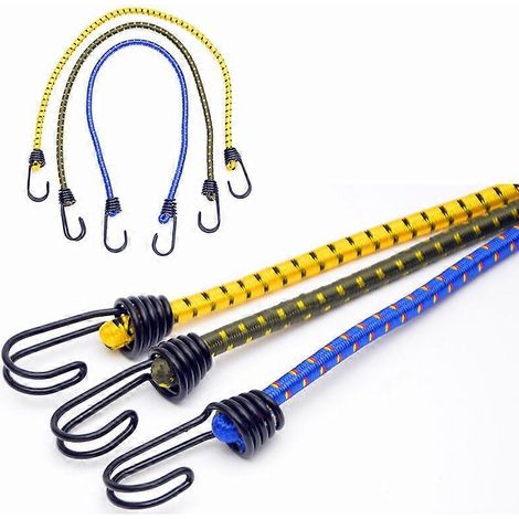 Lot de 12 tendeurs élastiques avec crochets - Élastique en caoutchouc - Tendeur élastique pour bagages et voiture - Tendeur pour vélo - Cordons élastiques avec crochets disponibles (1/5)