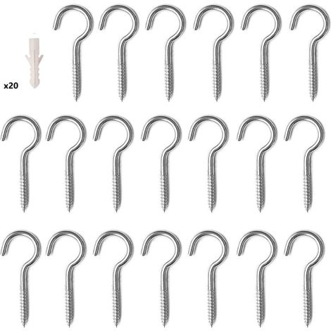 Lot de 20 crochets de plafond M3/M4/M5 en acier inoxydable à œillet fileté pour éclairage extérieur, nichoirs et usages domestiques. (1/5)
