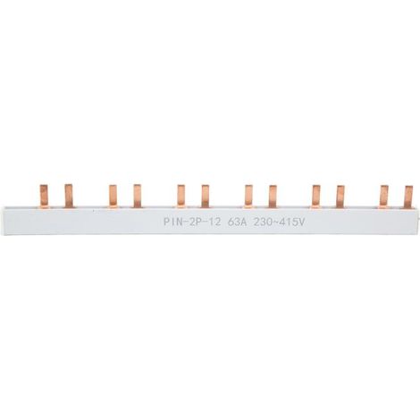 Barre omnibus en cuivre, type PIN, 63A, 2P, 12 canaux PVC, bonne conductivité, convient aux boîtes de distribution de disjoncteurs, 230-415V. (1/5)