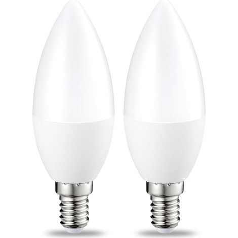 Lot de 2 petites ampoules LED flamme E14, culot à vis Edison, 5 W (équivalent 40 W), blanc chaud, non dimmable