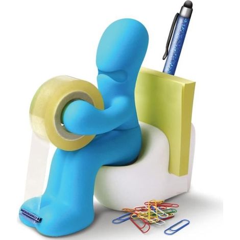 Dévidoir de Ruban - Amusant - Bleu - Inclus : Ruban, Trombones, Stylo - Pratique et Drôle