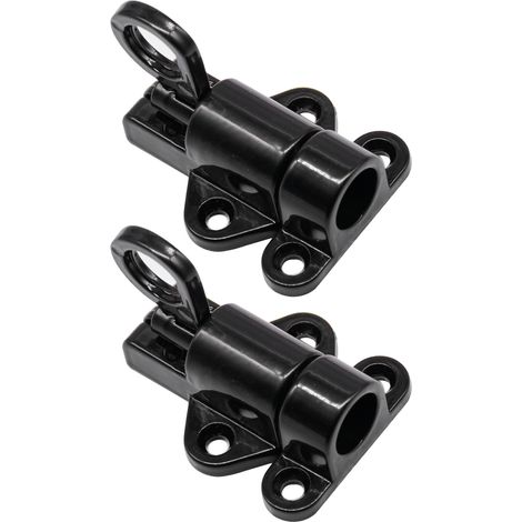 Verrou de verrouillage à anneau de traction en alliage d'aluminium, 2 pièces, charge à ressort, porte automatique, fenêtre, boulon de verrouillage avec vis noir (1/5)