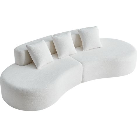 Canapé d'angle moderne courbé en bouclé, canapé compressé 3 places, confortable et élégant pour salon et appartement, montage facile (1/5)