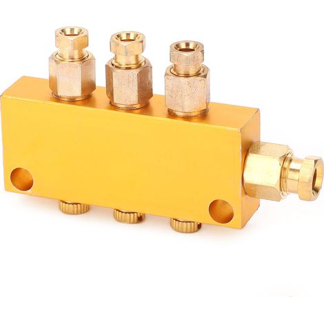 Distributeur d'huile TKType réglable en laiton, séparateur de piston, vanne de division, système de lubrification (1 entrée, 3 sorties) (1/5)