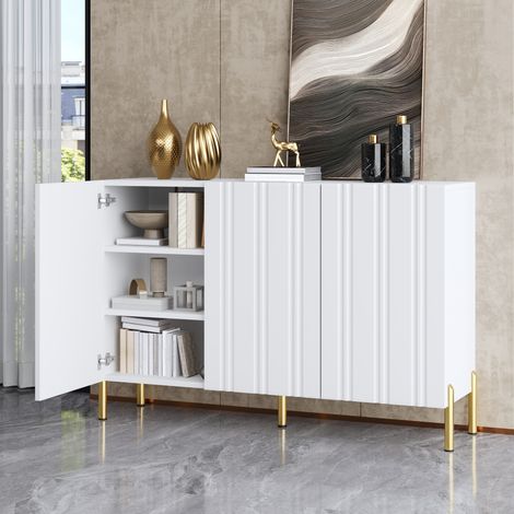 Zapatero de 3 Puertas Sin Tiradores, Estantes Ajustables y Bisagras Amortiguadas, Blanco, 120×35.5×80 cm (1/5)