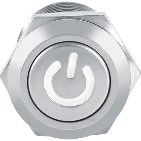 Interrupteur Bouton Poussoir Métallique 12mm Étanche Momentané Voyant LED Blanc 3V (1/2)