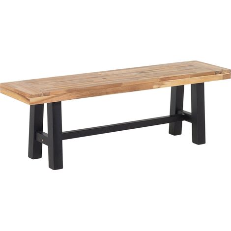 Banco de jardín y de comedor de madera clara con asiento patas negras para exterior o interior Scania