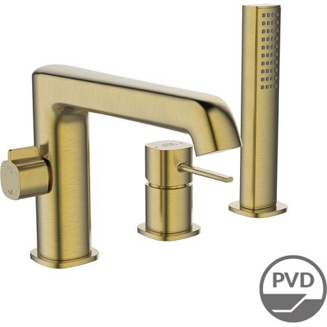 POLA Laveo Dreiloch-Standarmatur für Badewanne, Goldmessing