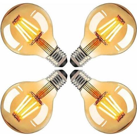 E27 Bulb. 4W G80 Edison LED Bulb. Vintage Round LED Lamp. Decorative Antique Warm Light LED Bulb. Ideal for those with a nostalgic taste. Decorate your home, cafe, or bar (4 pcs) (1/4)