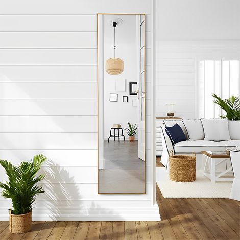 Modern Gold Frame Full Length Mirror, Home Thin Frame Floor Mirror 40cm W x 30cm D x 150cm H (1/5)