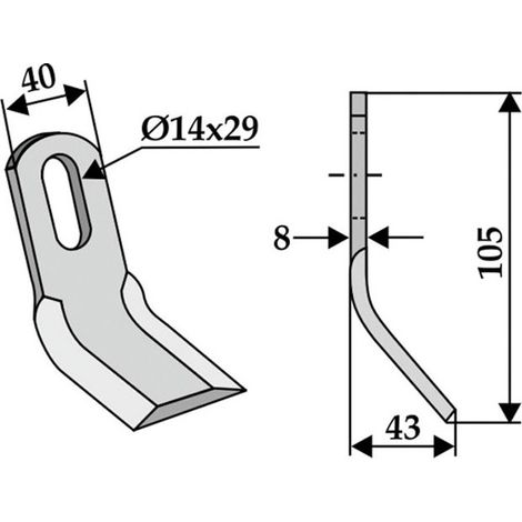 Lama zappa motocoltivatore motozappa fresa 350-490 HOWARD 105mm 222.011 424 (1/2)