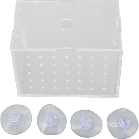 Boîte d'élevage de poissons en acrylique haute transparence avec ventouses pour alevins de poissons, crevettes et poissons-clowns, 11 x 7 x 8 cm / 4,3 x 2,8 x 3,1 pouces (1/5)