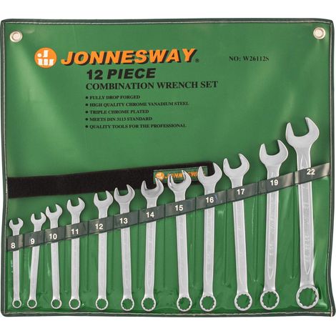 Juego de llaves combinadas Jonnesway, 12 piezas, 8-22 mm, W26112S