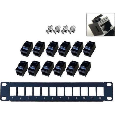 Panneau de brassage Ethernet CAT6 12 ports RJ45, montage mural et en rack, module Keystone (1/5)