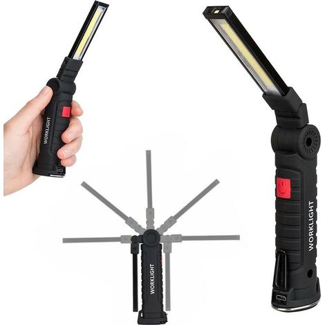 Mini Torcia Led Cob Luce Bianca Rossa Batteria Ricaricabile Base Calamitata (1/3)