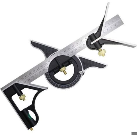 Équerre à combinaison 300mm – Acier inoxydable – Règle d'angle avec niveau à bulle – Mesure précise pour menuiserie et ingénierie (1/5)
