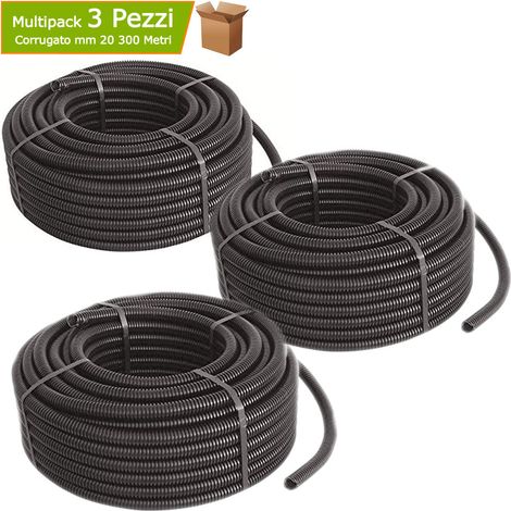 Corrugati tubi flessibili nero diametro mm 20 3 rotoli metri 300