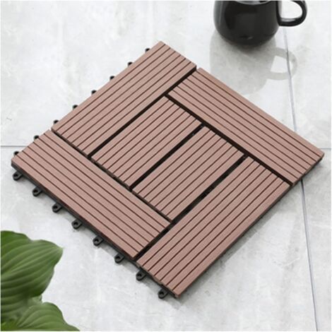 Dalles de sol en bois et plastique, imperméables, adaptées aux terrasses, balcons, revêtements de sol extérieurs en bois et plastique, balcons et cours imperméables à l'eau (1/5)