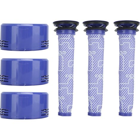 Paquete de 6 filtros de repuesto (3 prefiltros + 3 postfiltros) para aspiradoras V7/V8 – ABS + fibra, lavables, 17 x 5 x 5 cm / 8,8 x 7,5 x 4,5 cm (1/5)