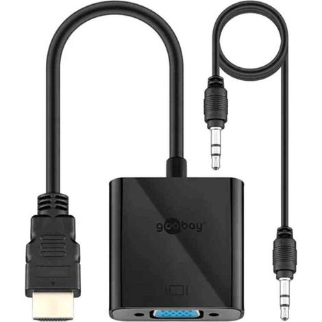 ADATTATORE HDMI M / VGA F CON CAVO AUX DA 3.5MM - NERO