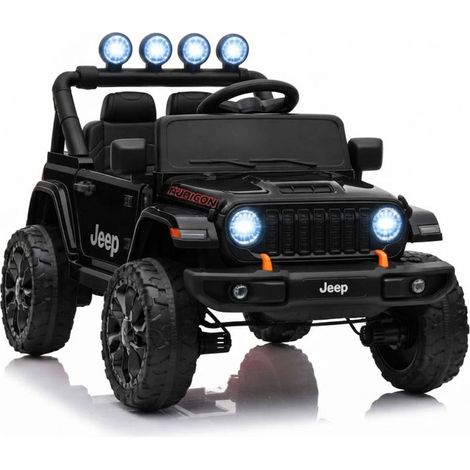 Macchina Elettrica per Bambini Licenza Jeep Wrangler Rubicon 12V con Sedili in Pelle e Telecomando Nero (1/5)