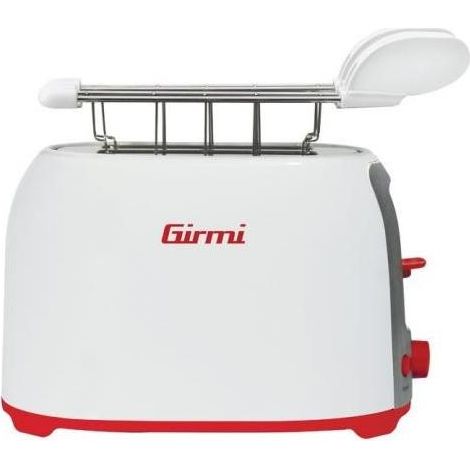 Tostadora de 2 rebanadas Girmi TP10 con pinzas, color rojo y blanco, 750 W