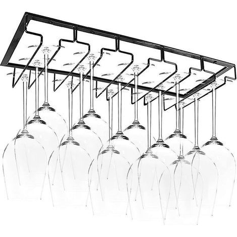 High-quality wrought iron hanging glass rack – 5 hanging bars, holds 10 to 15 glasses – no drilling required (1/5)