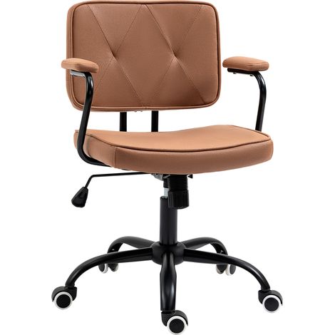 CHICFURN Sedia da ufficio retrò 61x58x82-91 cm marrone, regolabile, funzione dondolo (1/5)