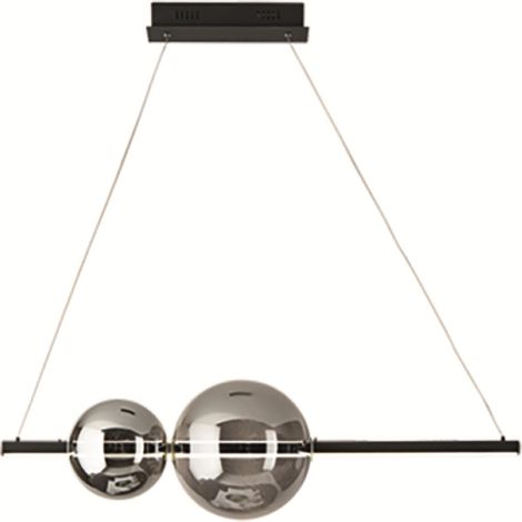 Lampada a sospensione FUFI a LED in metallo D100 cm con 2 diffusori a palla NERO (1/5)