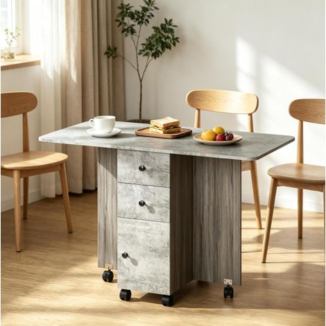 Table à manger pliante 120x60x76,5 cm en panneau de particules gris, gain de place – MEUBLIV (1/5)