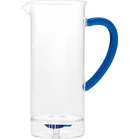 Zafferano Caraffa alta Teca Mare in vetro borosilicato soffiato a mano, decoro Sardina, design ergonomico con struttura a doppia camera per bevande (1/3)