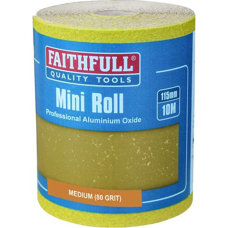 Faithfull, Rotolo di carta abrasiva, ossido di alluminio, 115mm x 10m 80g