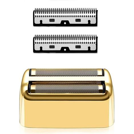 Electric razor head parts, replacement foil and cutter compatible with the BaBylissPro Barberology FX Metal Foil Shaver, FXFS1/FXFS2 Shaver (gold) (1/4)