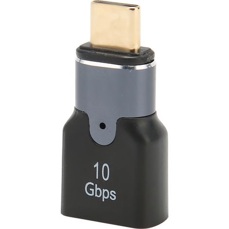 Adaptateur magnétique USB femelle vers Type C, transmission 10 Gbit/s, alliage d'aluminium, petit format compact, adaptateur Type C 3 A avec effet lumineux (1/4)