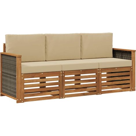 Juegos de sofás con cojín 3 pcs Madera de Acacia Sólida vidaXL