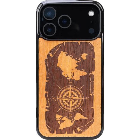 Custodia in legno Bewood per iPhone 17 Pro Max, Rosa dei Venti, Merbau (1/5)