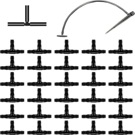 300 Raccords d’Irrigation pour Fil Barbelé – Tuyaux 4 mm Ø int. / 7 mm Ø ext. – Droits et en T – Pour Jardins, Pelouses et Pots de Fleurs (1/5)