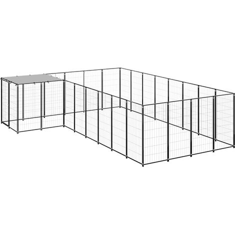 Maison Exclusive - Gabbia per Cani Nera 10,89 m² in Acciaio (1/5)
