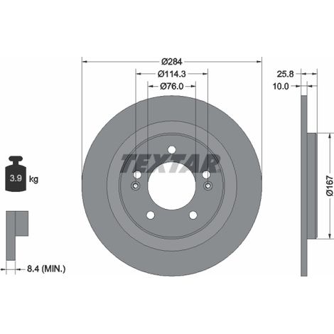 Lot de 2 Disques de frein Textar 92252703 HYUNDAI 58411A6200