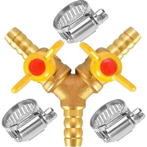 Vanne à bille rainurée en laiton 3/8 pouce (10 mm), interrupteur 2 ou 3 voies, raccord en Y, robuste 10 mm (3/8 pouce) - Sfygv Meilleur Cadeau (1/5)