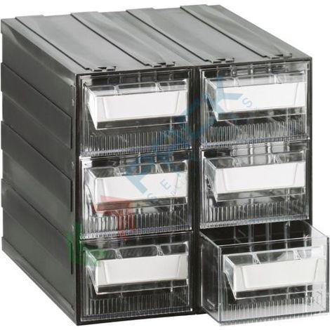 Cassettiera modulare "T/L" con 6 cassetti e 12 divisori modello - Trasparente - Mobil Plastic (1/2)